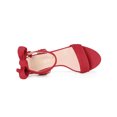 thumbnail image 4 of BLISSFUL STEP Women's Sandals Ankle Tie Back Open Toe Block Heels Red 11, 4 of 8