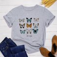 thumbnail image 1 of SMihono Hauts pour Femmes Été Décontracté Mode Féminine Décontracté Ample Imprimé Papillon Col Rond T-Shirt Grande Taille, 1 of 3
