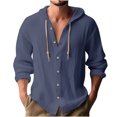 thumbnail image 2 of Gspmoly Sweat-Shirt pour Hommes, Mode Décontractée pour Hommes, Bouton Solide, Col Rond, Manches Longues avec Capuche, Blouse d'Été, Offres de Vacances, 2 of 6