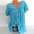 thumbnail image 4 of Blouse à Manches Courtes à Col en V Imprimé pour Femmes Grande Taille, Chandail à Enfiler, Hauts Chemise, Été, Hauts Amples Grande Taille pour Femmes en Solde, 4 of 6