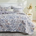 thumbnail image 1 of Gogreen Luxury Printed Quilt Set Queen Size, Lightweight Comforter Set, Oversized Bedspread Coverlet Quilted Bedding Set, with 2 Matching Pillowcases, for All Season, 1 of 9