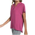 thumbnail image 3 of Timegard Womens Cotton Linen Tops Short Sleeve V-Neck Solid Color Lightweight Casual Loose Top Basic Tee, 3 of 5