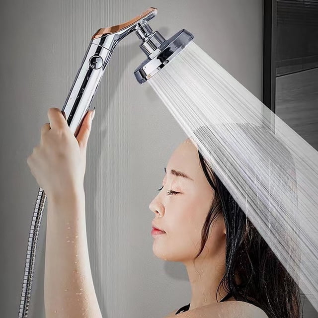 360° Rotating Shower Head OneTouch Water Stop High Pressure Shower Nozzle Universal Easy Install Bathroom Upgrade