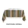 thumbnail image 3 of Striped Tablecloth Linen Polyester Rectangle | Mediterranean Blue Green Pattern Fringe | 60x60cm Durable Washable Indoor Outdoor Coffee Dining Decor, 3 of 6