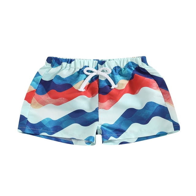 Boys Swim Trunks Summer Elastic Drawstring Beach Shorts Swimwear