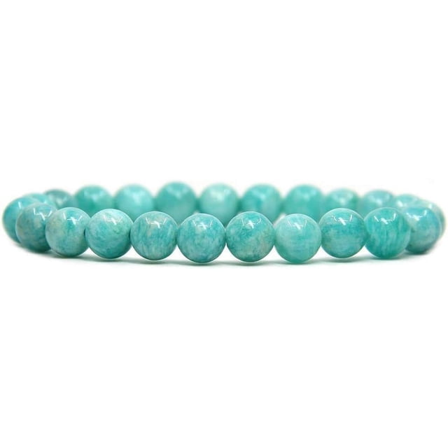 Natural Brazilian Amazonite Gemstone 8mm Round Beads Stretch Bracelet 7 Inch Unisex