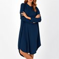 thumbnail image 4 of Ovzne Robes pour Femmes Robe Femme Couleur Unie Ample Décontractée Mode Robe à Manches Longues à Col en V Robe à Manches Longues à Col en V pour Femmes Robe de Printemps à Manches Longues Liquidation, 4 of 6