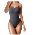 thumbnail image 1 of Penkiiy Women's Rompers Women's Threaded Low Neck Sleeveless Tank Top Skinny Bodysuit Gray XS Rompers, 1 of 5