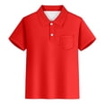 thumbnail image 1 of Sunnyoo Polo à Poche pour Grands Garçons, T-Shirt à Manches Courtes Uni, Rouge, 1 of 3