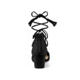 thumbnail image 3 of BLISSFUL STEP Women Pointed Toe Block Heels Lace Up Pumps Black 10, 3 of 8
