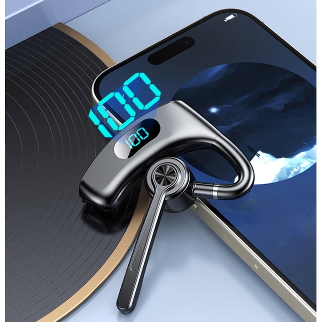 Business Bluetooth Earphones Wireless Ear Hanging Non In Ear Noise Reduction Digital Display Long Microphone High Battery Long Battery Life