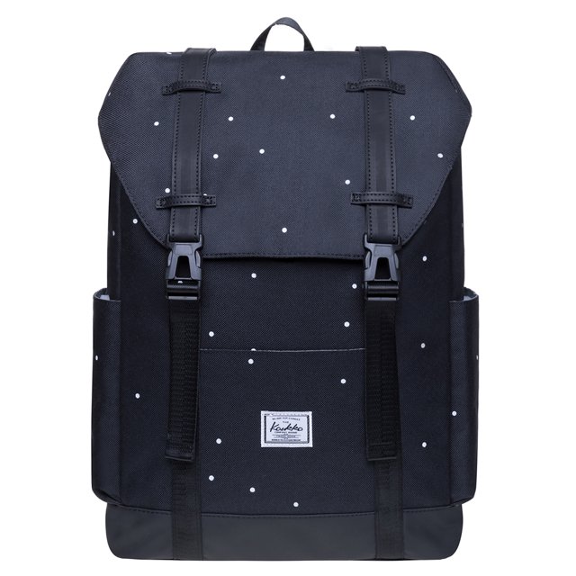 KAUKKO Sac à Dos Rucksack Vintage Décontracté en Polyester et Cuir (Nylon Blackdot)