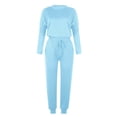 thumbnail image 4 of Weiqiqre Ensemble Détente 2 Pcs pour Femme d'Automne Chandail à Manches Longues à Col Rond Hauts Pantalon Taille Haute Ensemble Survêtement, 4 of 5
