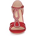 thumbnail image 3 of BLISSFUL STEP Women's Rhinestone Ankle Strap Open Toe Stiletto Red Heels Sandals 10 M US, 3 of 6