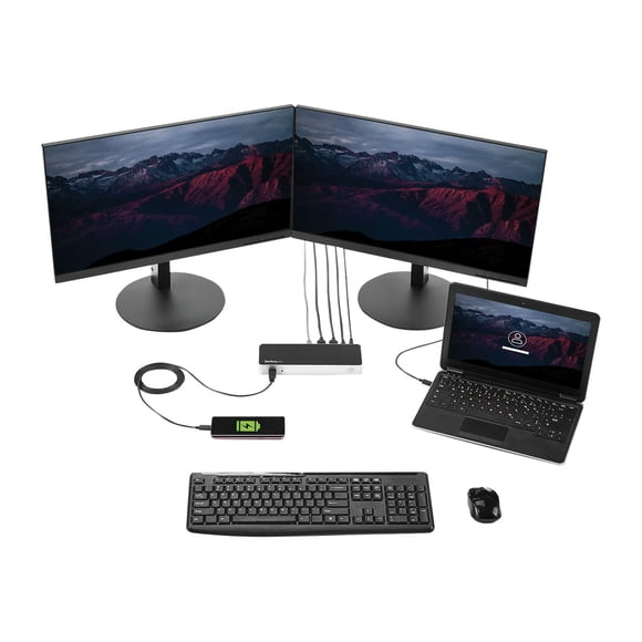 StarTech.com Dual Monitor USB C Docking Station with 60W Power Delivery for Windows Laptops, USB C to HDMI or DVI Dock, USB 3.1 Gen 1 Type C Dock with Charging, Thunderbolt 3 Compatible - 5-Port USB 3.0 Hub (MST30C2HHPD) - Docking station - USB-C / Thunderbolt 3 - 2 x HDMI - 1GbE - 100 Watt