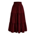 thumbnail image 1 of Besolor Maxi Skirts for Women 2025 Summer Elastic Waist Drawstring Ruffle Tiered a Line Flowy Beach Long Skirt, 1 of 4
