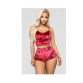 thumbnail image 1 of Women 2PCS Lingerie Set Slim Solid Sling Crop Top Short Elastic Band Pants, 1 of 7