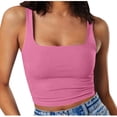 thumbnail image 1 of Timegard Débardeurs Courts pour Femmes à Encolure Carrée Sans Manches Couleur Unie Confortables Décontractés pour Sorties Camisoles, 1 of 6