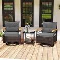 thumbnail image 4 of Costway 3 PCS Outdoor Swivel Chair Set with 2-Tier Tempered Glass Side Table Cushions, 4 of 10
