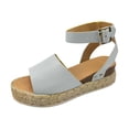thumbnail image 2 of EGNMCR Sandales pour Femmes, Sandales d'Été pour Femme à Bout Ouvert Décontractées à Plateforme Compensée Chaussures Décontractées en Toile, du Jour, 2 of 7