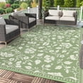 thumbnail image 2 of Nanan 5x8 Waterproof Outdoor Rug, All-Weather Floral Pattern Patio Mat, UV Resistant, Stain Resistant, Easy Clean Plastic Rug for Yard, Deck, Balcony, Camping,Gray Green/Ivory White, 2 of 8