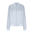 thumbnail image 3 of WRKEKC Women's Arrival Zip Front Jacket Solid Color Long Sleeve Modern Minimalist Style Everyday Essential No Hood Plus Sizes Blue L, 3 of 4