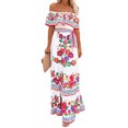 thumbnail image 3 of MAWCLOS Femmes Été Plage Robe Soleil Floral Imprimé Maxi Robes de l'Épaule Longue Robe en Vrac Vacances Manches Courtes Floral 3XL, 3 of 4