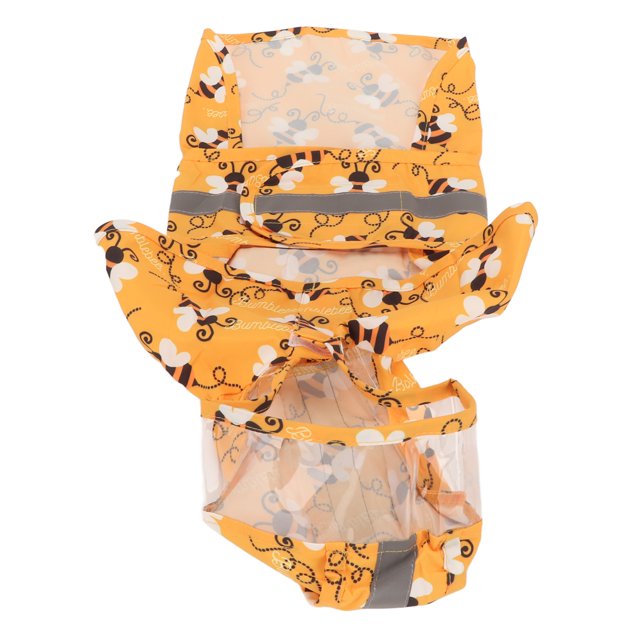 Puppy Rain Poncho Jacket, Transparent Brim Bee Pattern Dog Raincoat Reflective Lightweight For Camping For Walking S,M,L,XL,XXL