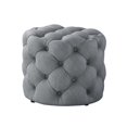 thumbnail image 2 of Inspired Home Sandy Linen Ottoman Allover Tufted Round Modern Contemporary 1 PC, Light Grey, 2 of 7
