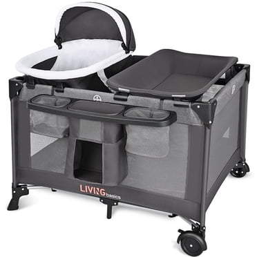 4-in-1 Baby Playard, Baby Playpen with Bassinet and Changing Table, All -in-One Pack and Play for Newborn to Toddler