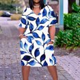 thumbnail image 2 of Pisexur Robes d'Été pour Femmes Mode Imprimé Floral Robe Décontractée Ample Col en V Manches Courtes Robes T-Shirt Fluide Surdimensionnée Robe de Plage avec Poches Grande Taille Mi-Mollet L-5TG, 2 of 5