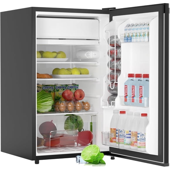 Bingirl Mini-Frigo de 3,2 Pi3 avec Congélateur, 91 L, Porte Simple Écoénergétique - Noir
