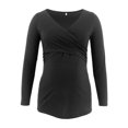 thumbnail image 3 of Hauts de Maternité Manches Longues Femmes Enceintes Allaitement Col en V Manches Longues Hauts Blouse à Volants Unie Hauts Femmes Manches Longues Hauts Femmes Manches Longues, 3 of 8