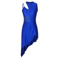 thumbnail image 3 of Aislor Robe de Danse Latine Salsa de Salle pour Femmes, Robe à Ourlet Asymétrique en Maille Transparente Patchwork, Tenue de Danse Bleu Royal G, 3 of 7