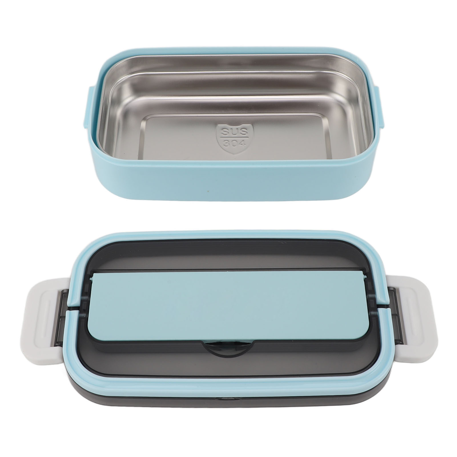 Microwave Safe  Box, Japanese Style Leak Proof Stainless Steel  Box Simple  for Office Workers for School Sky Blue