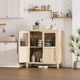 thumbnail image 3 of Entryway Storage Cabinet – Farmhouse Cabinet with 2 Glass Doors, Adjustable Shelves, Multi-Room Sideboard for Kitchen, Dining, Living Room & Hallway – Durable Wood Finish, 3 of 8