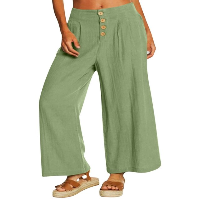Women‘s Single Breasted High Waist Trousers in Solid Color with Wide-Leg Design