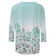 thumbnail image 5 of Pompotops Mode Femmes Confortable Col Rond Manches 3/4 Imprimé Casual T-shirt Chemisier Dégagement, 5 of 5