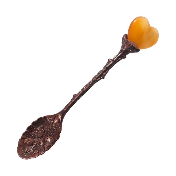 Natural Crystal Heart Spoon Long Handle Ice Coffee Dessert Spoon Stirring Spoon