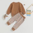 thumbnail image 4 of Gupgi Baby Boy Fall Outfits Checkered Plaid Pullover Pants 2Pcs Set, 4 of 8