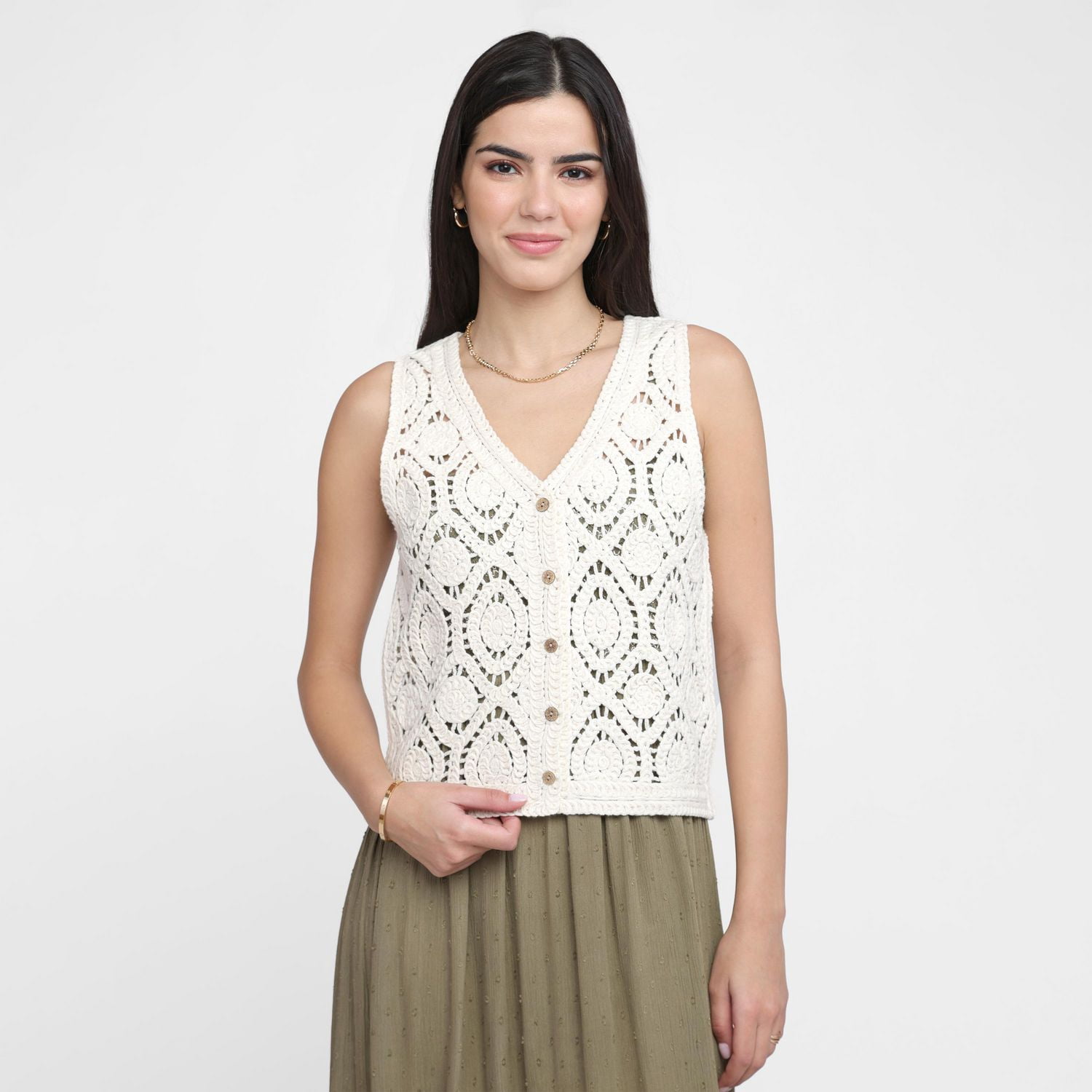 Devoted, Crochet Vest With Buttons, Sizes XS-XL