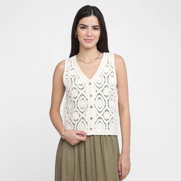 Devoted, Crochet Vest With Buttons, Sizes XS-XL