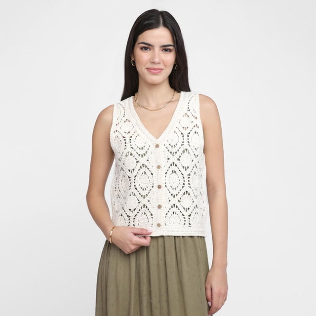 Devoted, Crochet Vest With Buttons, Sizes XS-XL