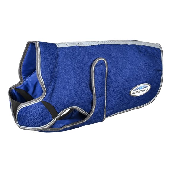 WeatherBeeta ComFiTec Premier Free Parka Deluxe Dog Coat Medium Dark Blue/Grey/White 18""