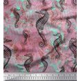 thumbnail image 1 of Soimoi Rayon Fabric Texture & Sea Horse Ocean Print Sewing Fabric Yard 56 Inch Wide, 1 of 3