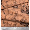 thumbnail image 2 of Soimoi Poly Georgette Fabric Waves & Ship Ocean Print Fabric by Yard 42 Inch Wide, 2 of 3