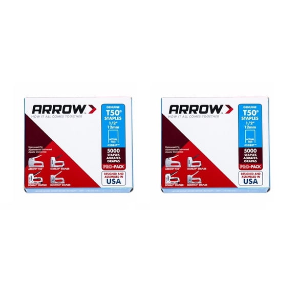 Lot de 2 de 5000, Couleur Gris, Modèle 508IP Authentique T50 Agrafes de 1/2 Po, Numéro de Pièce ARRT5012IP Fabricant Arrow