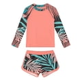 thumbnail image 2 of RXMEKW Swimsuit Set for Girls with Floral Print Two-Piece Beach Swimsuit for Kids Long Sleeve Rash Guard and Swim Shorts for Sun Protection and Swimming, 2 of 5