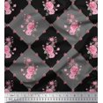 thumbnail image 1 of Soimoi polyester Crepe Fabric Leaves, & Rose Floral Printed Fabric 1 Yard 52 Inch Wide, 1 of 3