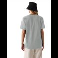 thumbnail image 3 of T-shirts à Manches Courtes Surdimensionnés pour Femmes, Col Rond, Coupe Ample, T-Shirt d'Entraînement, Hauts d'Été Décontractés, Coton, Gris Brouillard Cendré, 4TG, 3 of 8